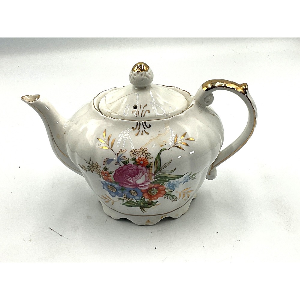 Vintage Porcelain Teapot‎ with Music Box - Floral Design